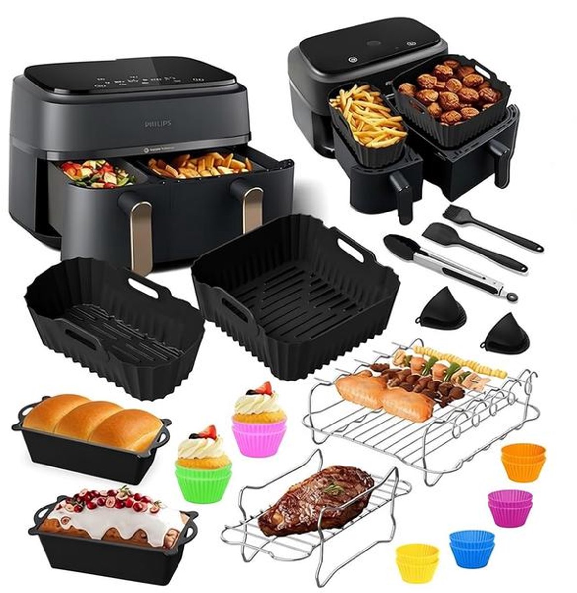 Maison Elara 23-delige Airfryer Accessoire Set voor Dual Basket 3000-5000 Serie
