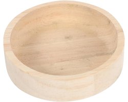 Houten Voerbak - Kom Kleine Dieren - Voeren en Water Geven - Glad en Afwasbaar - 8x8x2 cm - Beige