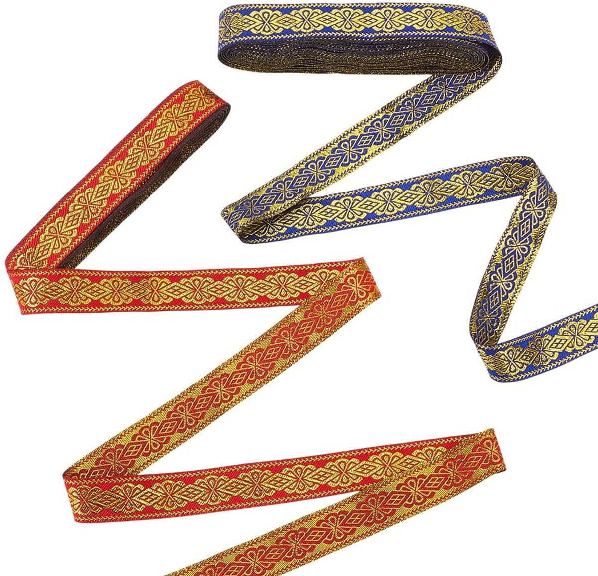 JHUBERS- Jacquardband 20 mm - Etnisch Bloemendesign - Vintage Lint - Goudkleurig - Naaidecoraties - Handgemaakt Ambacht