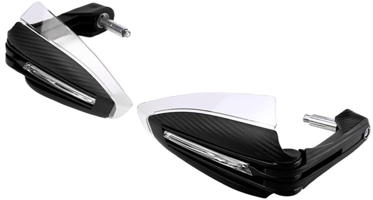 JHUBERS - Off-road motorfiets handbescherming - LED-draailicht - Universele pasvorm - Zwart - Valbescherming - Geschikt voor 7/8 inch stuur - Inclu...