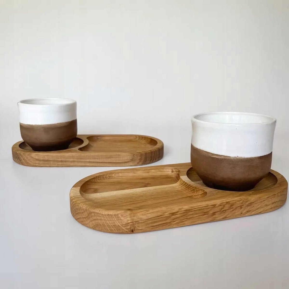 Houten dienblad beukenhout met uitsparing voor beker 23x10cm