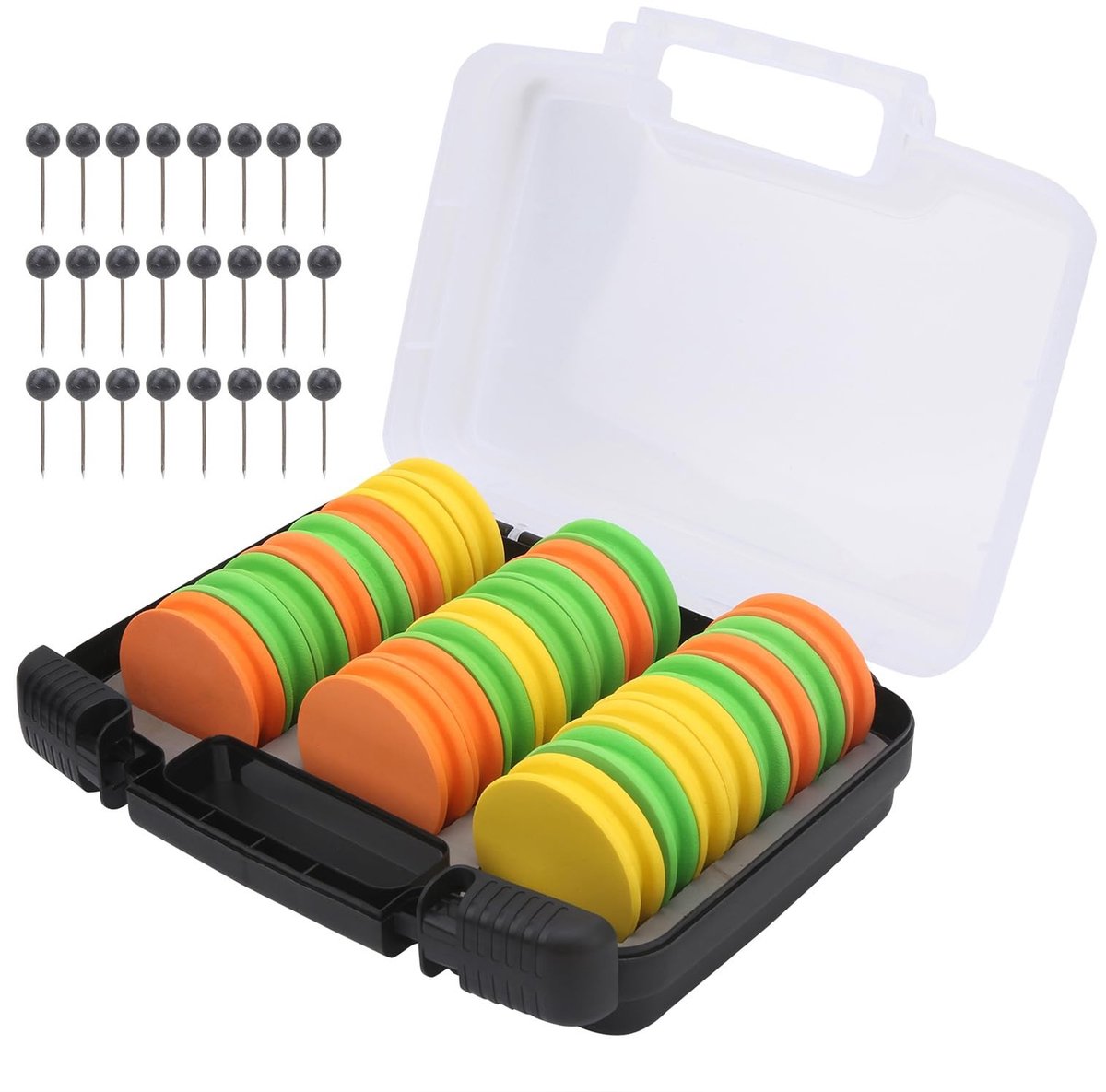 JHUBERS- Vislijnspoelen 24 Stuks - Ronde Foam Spoelen - Opslag Houder - Visserijinstallaties - Opbergdoos - 68mm Diameter - Vislijn Opslag