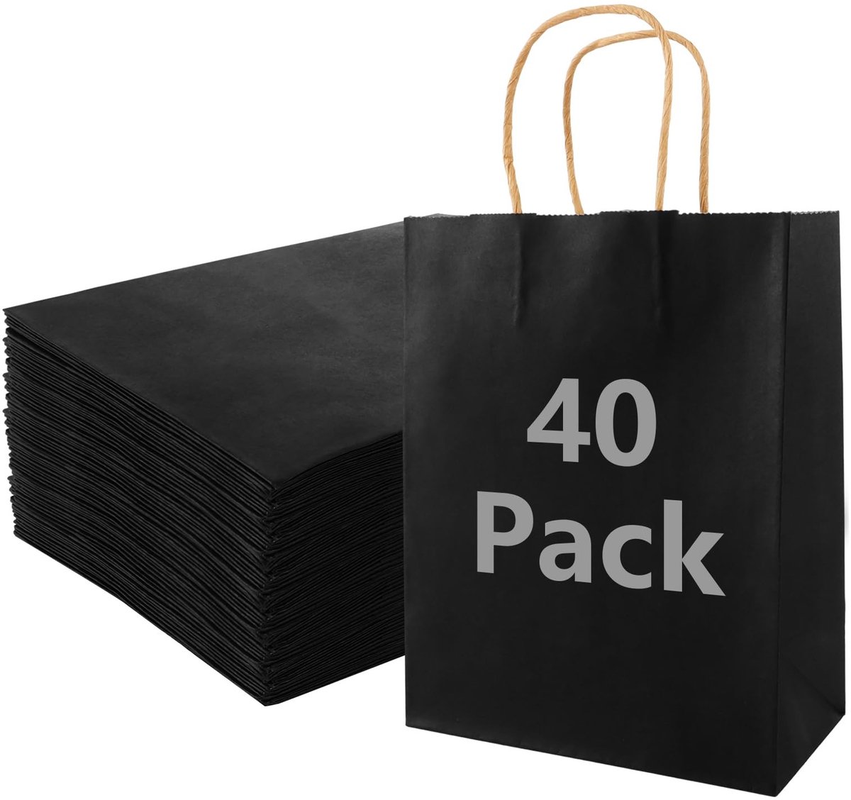 BRENZOOS- Cadeautassen 40 Stuks - Papieren Zakken met Handvat - Kraftpapieren Zakken - Geschenkzakjes - Verpakking - Winkelen - 21 x 11 x 27 cm - Geschenkzakken