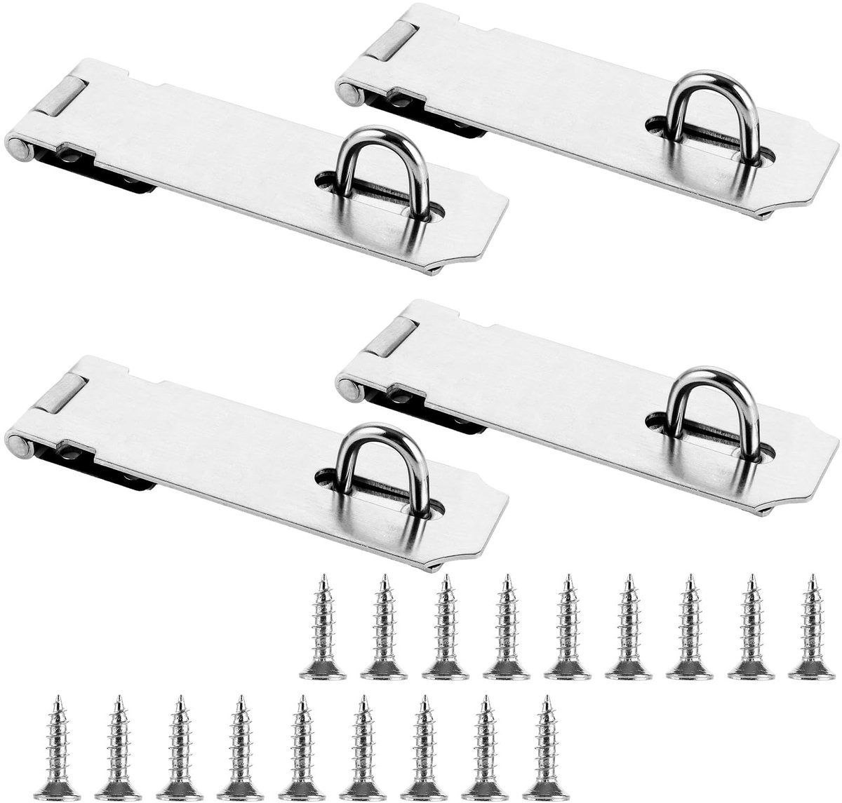 BRENZOOS- Hangslot 12,7 cm - Roestvrij Stalen Deurslot - Robuust en Duurzaam - Geschikt voor Deuren/Ramen/Kasten - Inclusief 36 Schroeven