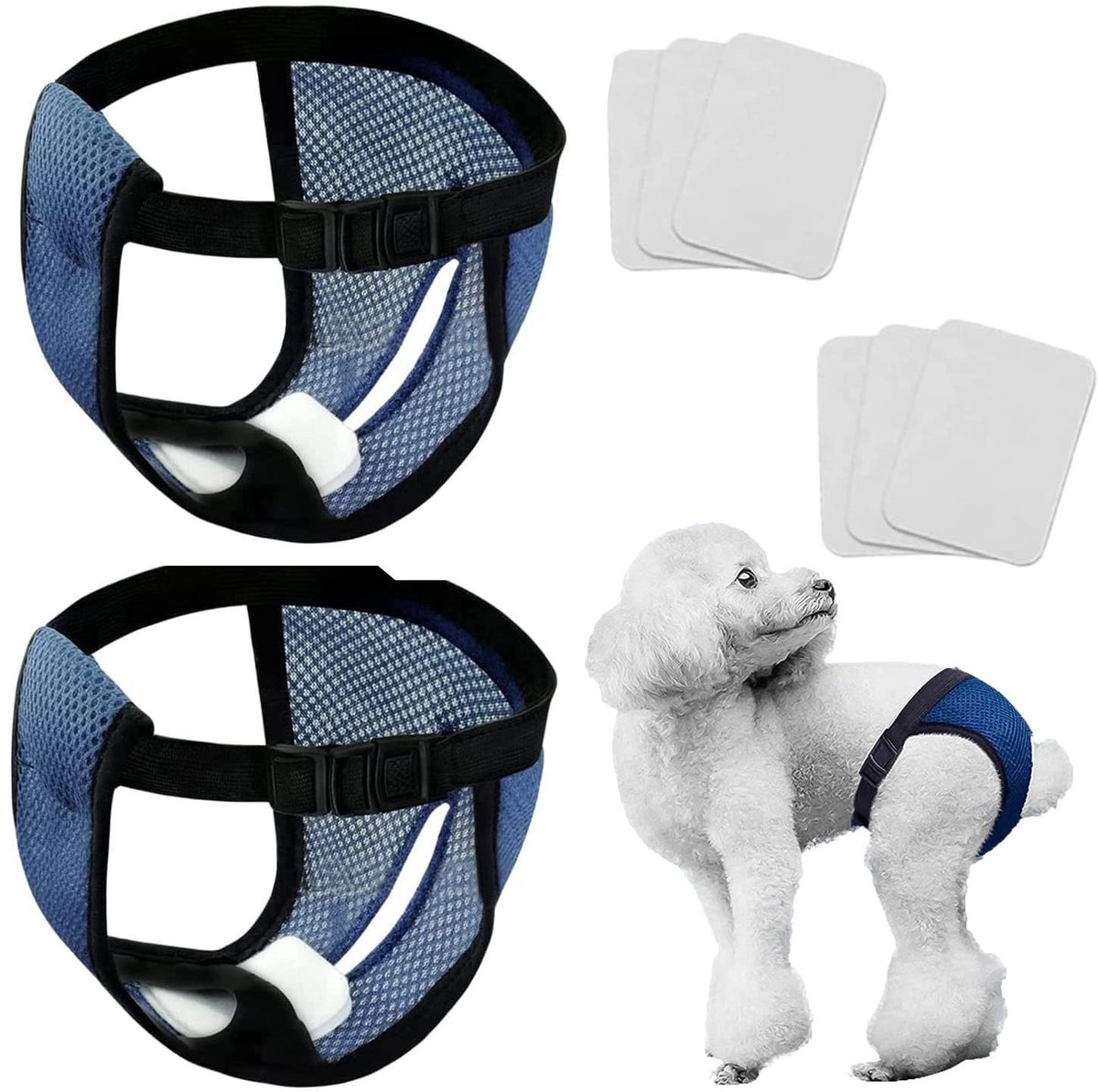 Dailygoods- Hondenbroek - 2 Stuks - Wasbaar - Ademend - Verstelbare Riem - Milieuvriendelijk - Geschikt voor Honden bij Maandelijkse Bloeding - Puppyluiers