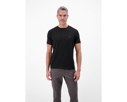 LERROS Basic T-shirt met LERROS-logoprint , Maat: XXL , Kleur: BLACK , 95% katoen, 5% elastaan