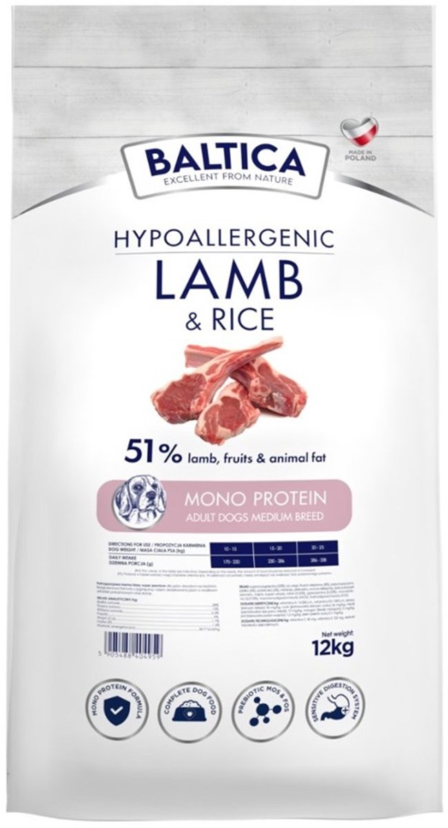 Baltica Baltica Nutraceutic - Hypoallergene Hondenvoer - Lam & Rijst - 12kg