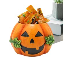 Pompoen plantenpot - Hars bloempot - Halloween decoratie - Klassieke pompoenvorm - 10 x 9.8 x 6.8 cm - Oranje