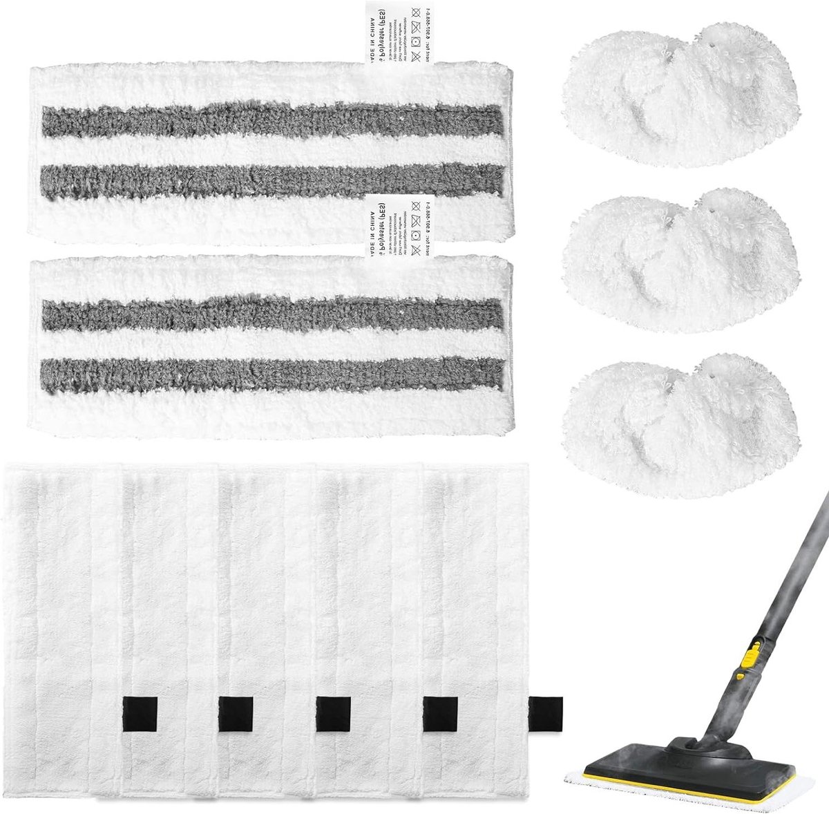 Stoomreiniger accessoires - Reserveonderdelen set - Grondige reiniging - Wasbaar en herbruikbaar - 10 stuks - Wit