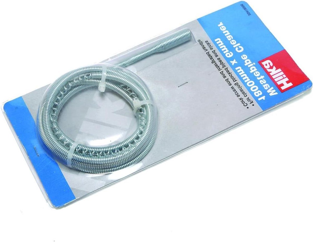 Afvalpijp Reiniger - Rioolveer - Verstopping Verhelpen - Flexibele Spiraal - 183 cm - Zilver