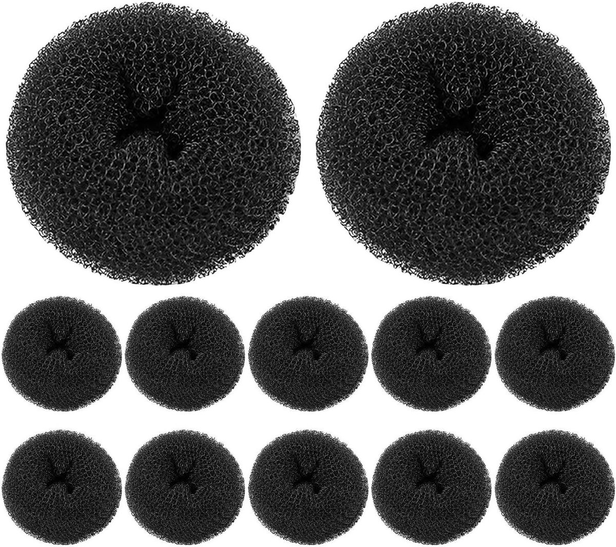 Knotmaker set - Haarvormer donut - Kapsels creëren - Universele pasvorm - 12 stuks - Zwart