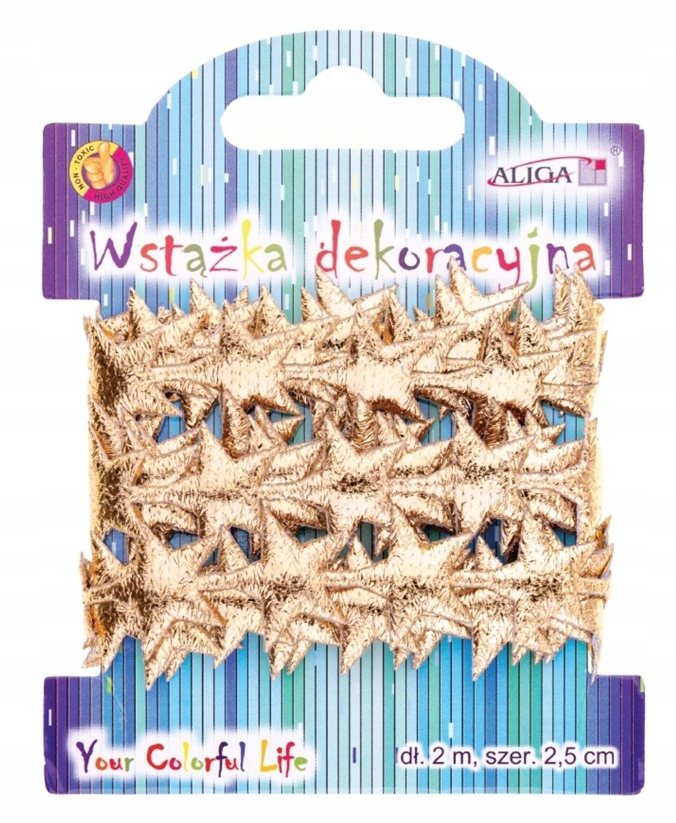 Aliga Decoratief Lint Goud Sterren 2,5cm 2m - Kerst Knutselen