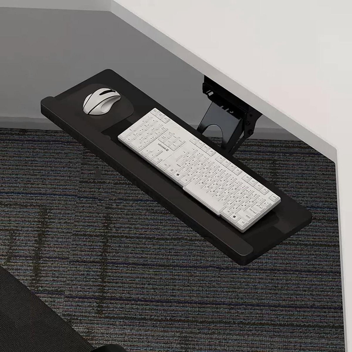 Toetsenbordlade Onder Bureau - Werkplek Verlengstuk - Comfortabel Werken - Verstelbaar Draaibaar - 52x25cm - Zwart