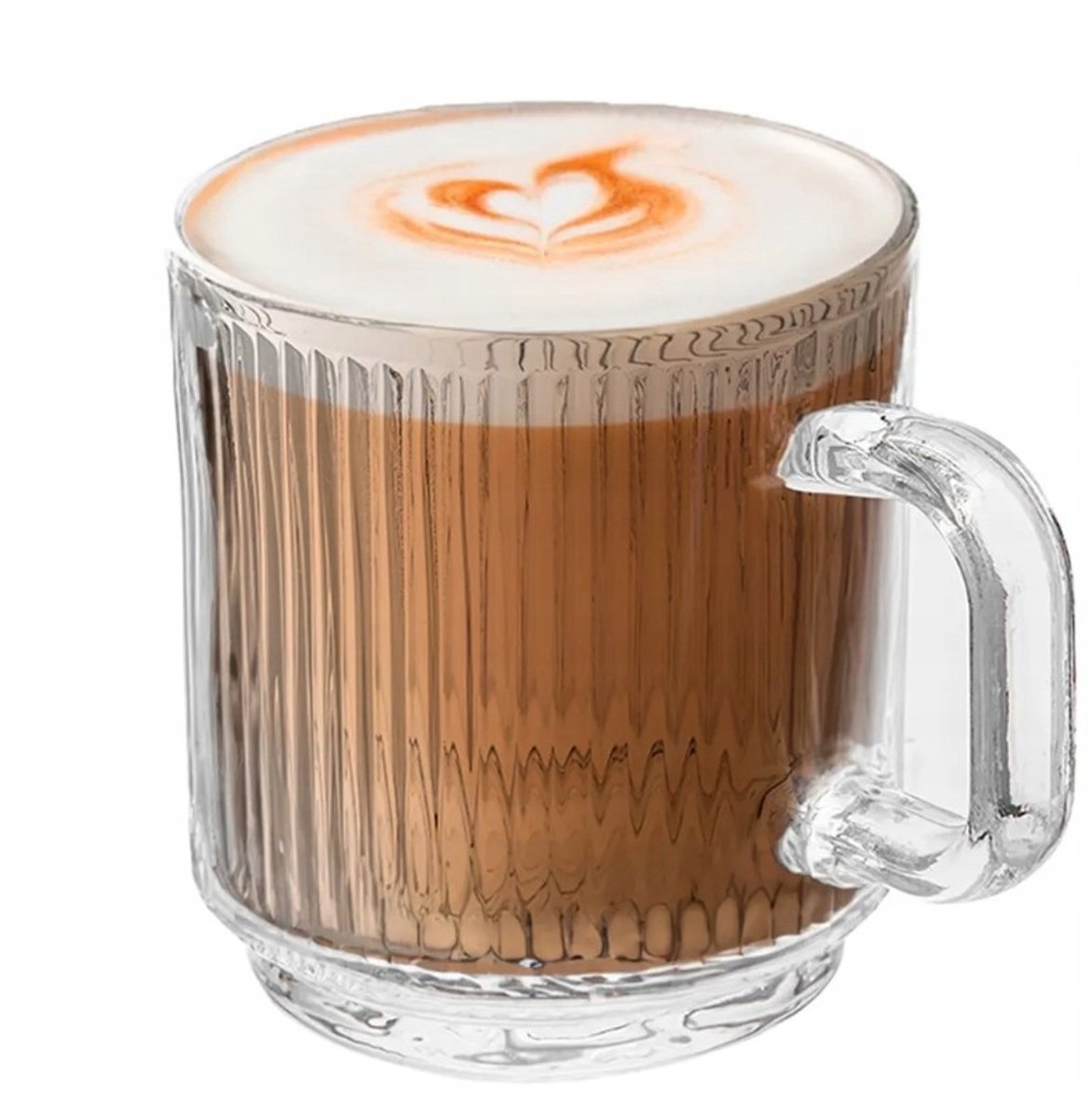 LUXITO Strips Glazen Mok met Oor - 360ml - Stijlvol & Praktisch