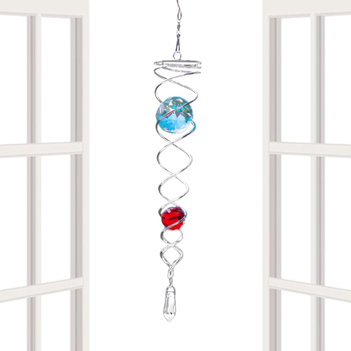 Decoratieve Windspinner - Metaal Decoratie - Tuin Verfraaien - Met Glazen Ballen - 25.4 cm - Rood