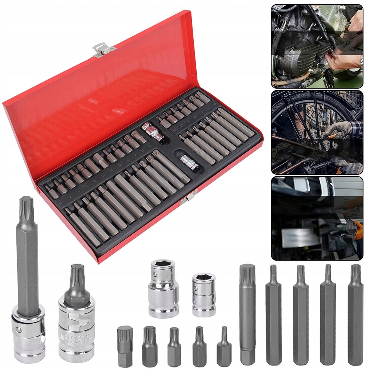 40-delige bitset met metalen koffer - Torx, Allen, Spline