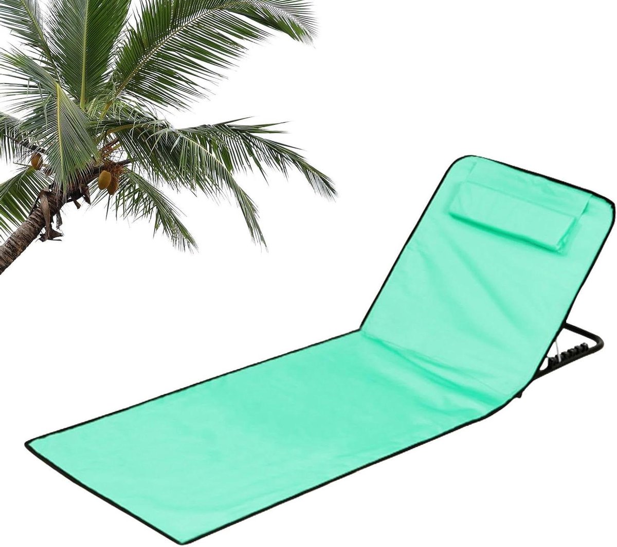 Loungemat met rugleuning - Opvouwbare mat - Buiten ontspannen - Waterdichte Oxford stof - 160 x 52 cm - Grasgroen