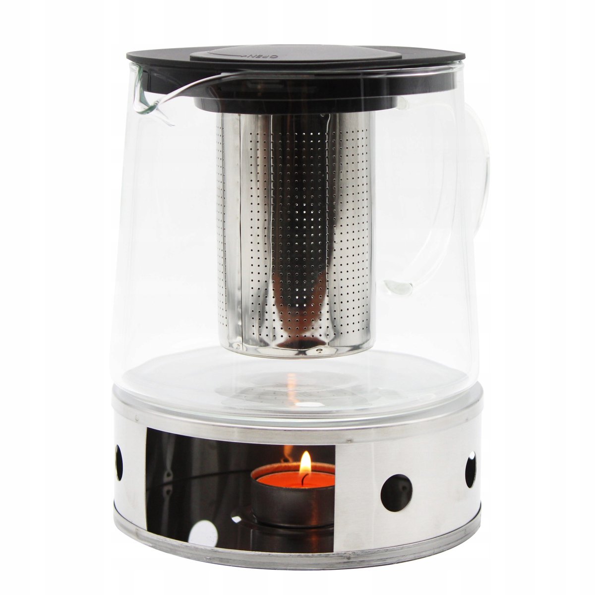Glazen Theepot met Infuser en Warmer 1.5L - Brunbeste