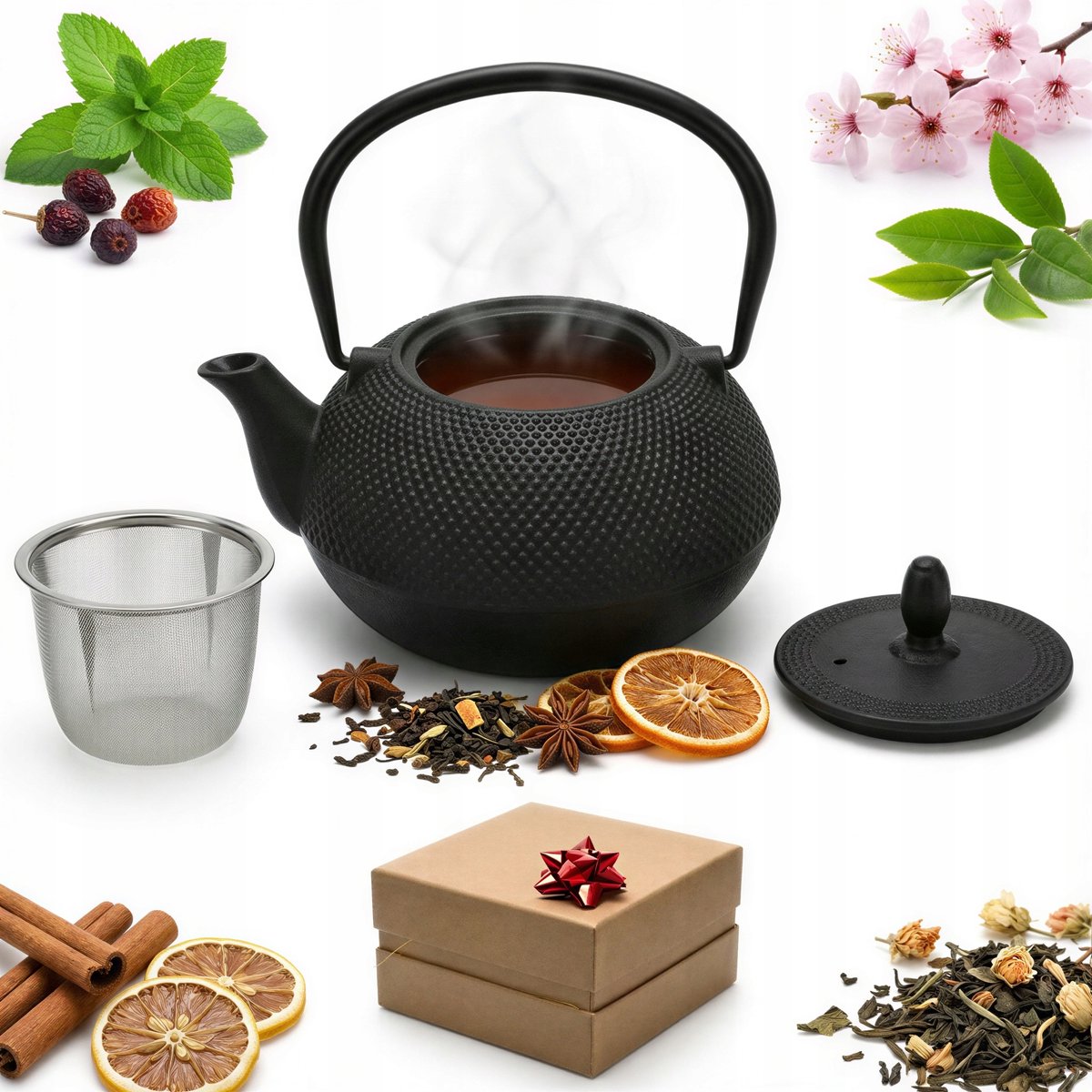 Gietijzeren Theepot 1.8L Zwart met RVS Infuser
