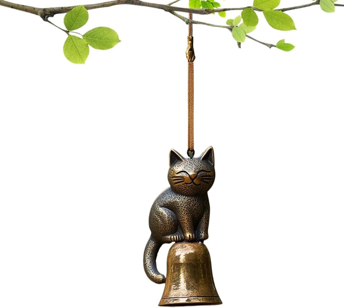 Kattenwindspel - Dieren decoratie - Tuin verfraaien - Uniek kattenontwerp - 9x9x9 cm - Bronskleurig