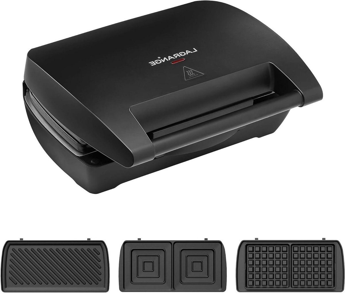 Wafelijzer Sandwichmaker - Apparaat voor Snacks - Snelle Maaltijden - 3-in-1 Platen - XXL Formaat - Zwart