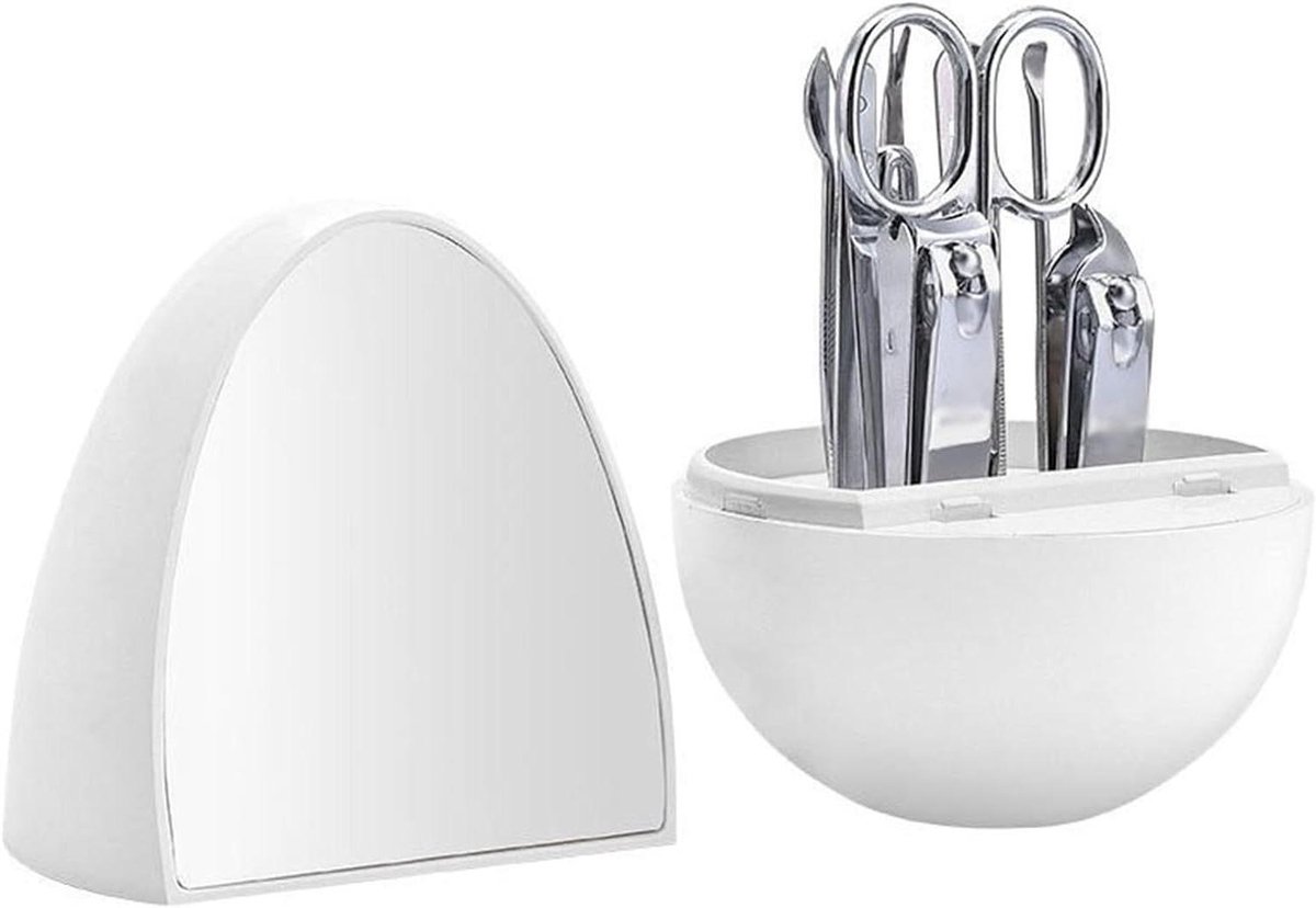 Nagelknipperset 8-delig - Verzorgingsset manicure - Persoonlijke verzorging - Inclusief reisetui - 14x10 cm etui - Wit