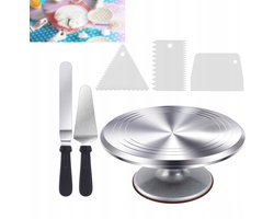 Draaitafel Tart Decoratie 30cm Aluminium met Spatels