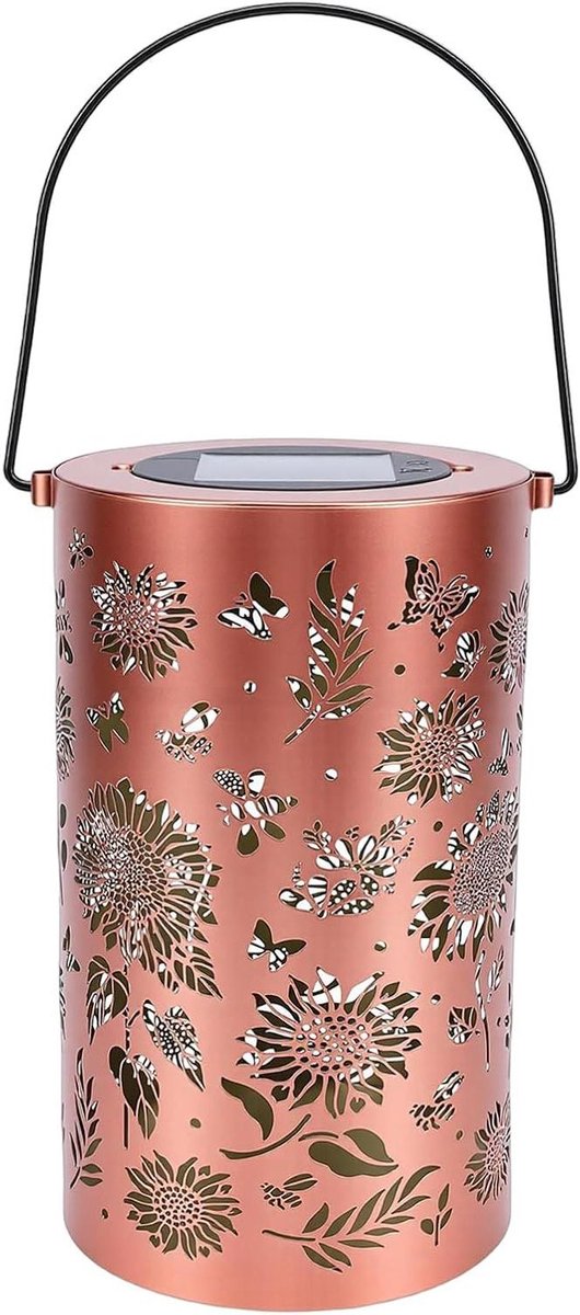 Metalen Zonnebloem Lantaarn - Hanglamp Decoratie - Buiten Verlichten - Automatische Verlic
