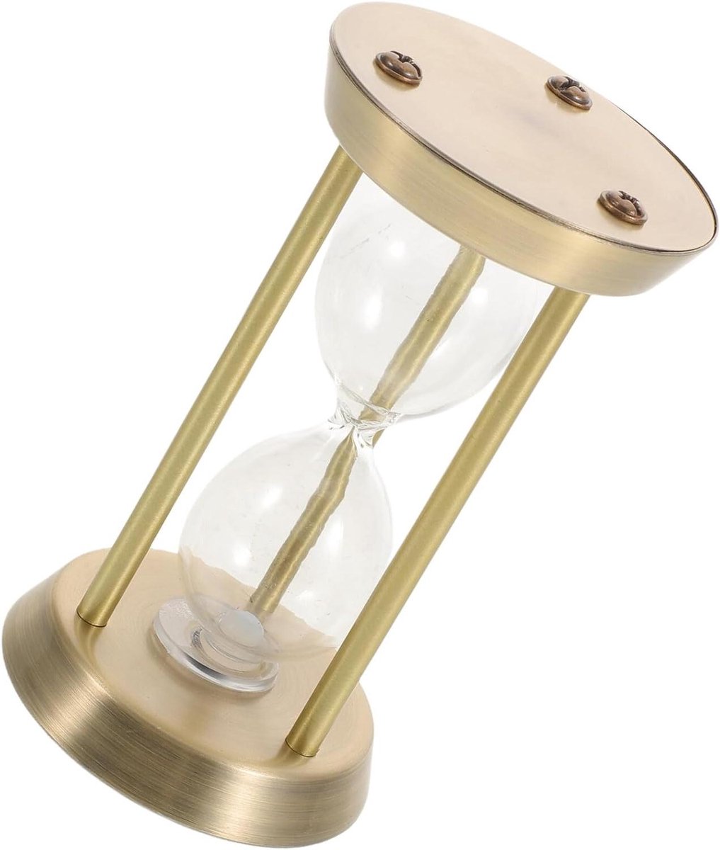 Decoratieve Zandloper - Vintage Uurwerk - Bureau Decoratie - Metalen Frame - 11.5 cm Hoog - Goud