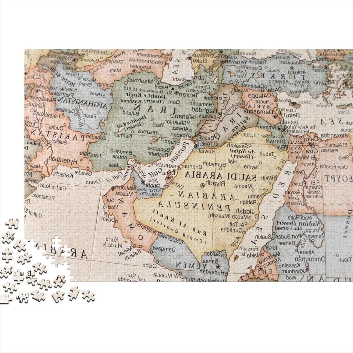 Wereldkaart Puzzel - Legpuzzel Volwassenen - Ontspannen Hobby - 1000 Stukjes - 38 x 26 cm - Gekleurd