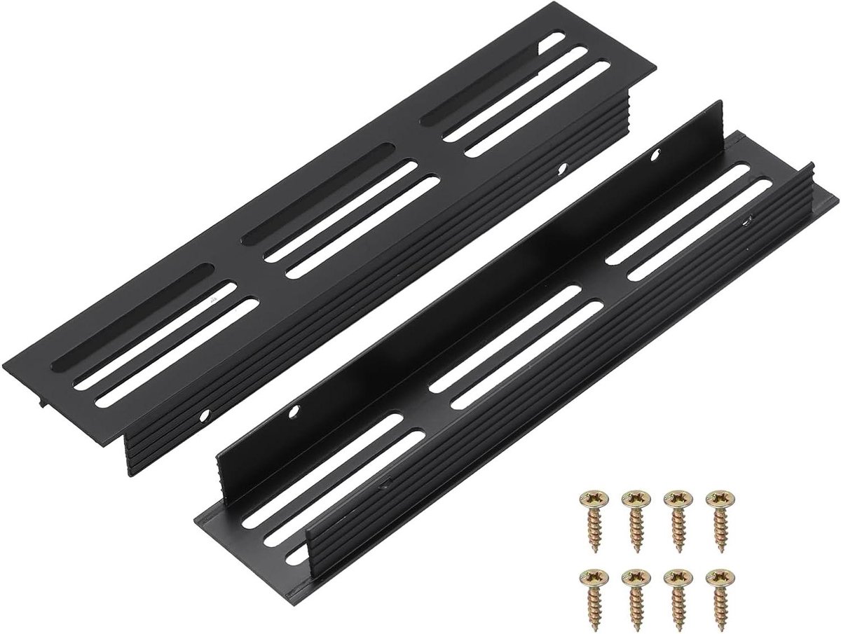 Ventilatierooster Set - Rooster Deksel - Meubel Ventilatie - Aluminium Legering - 15 x 3 cm - Zwart