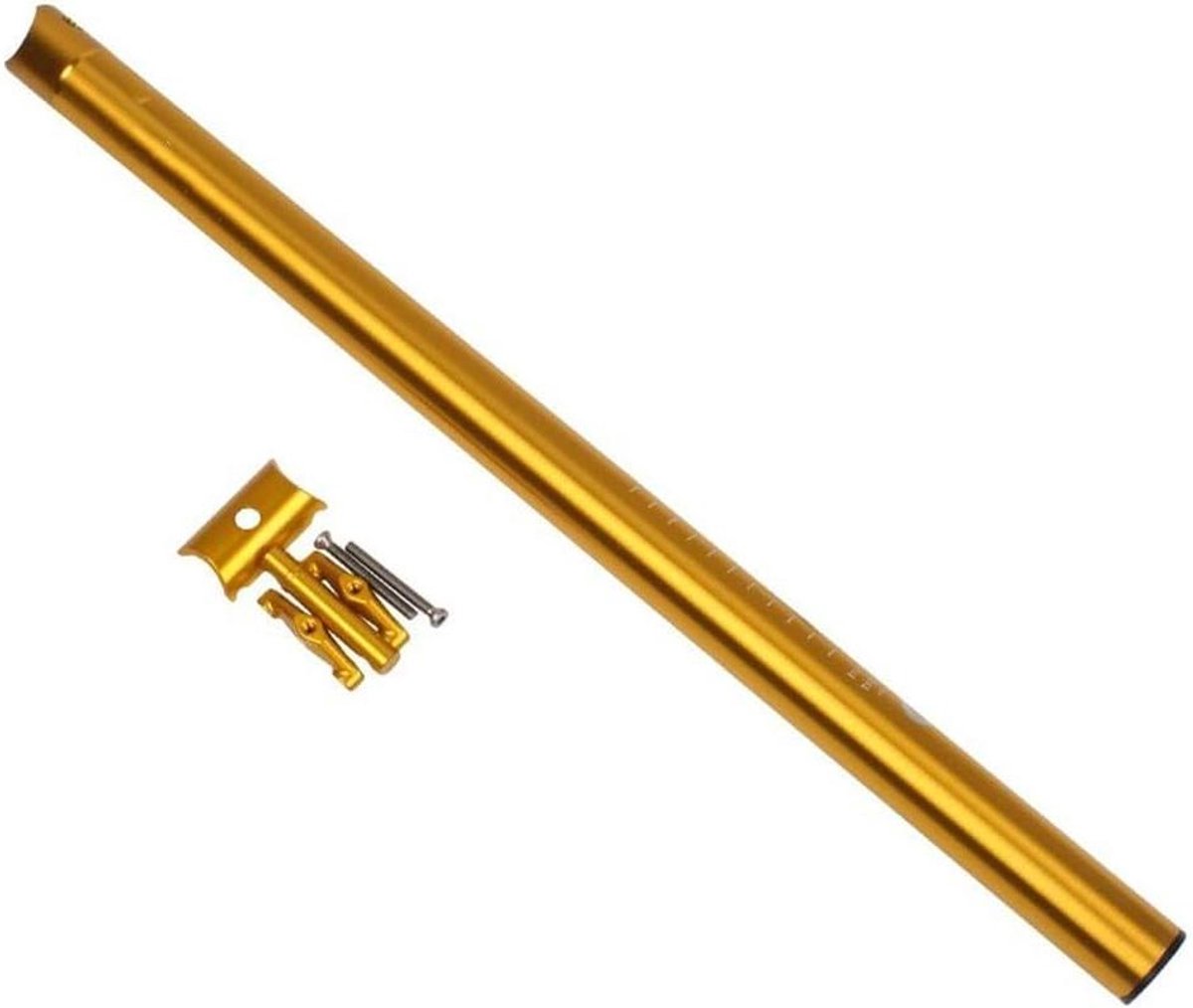 Zadelpen Aluminiumlegering - Fiets Zadelbuis - Vouwfiets Upgrade - Traploze Hoekverstelling - 33.9*600mm - Goud