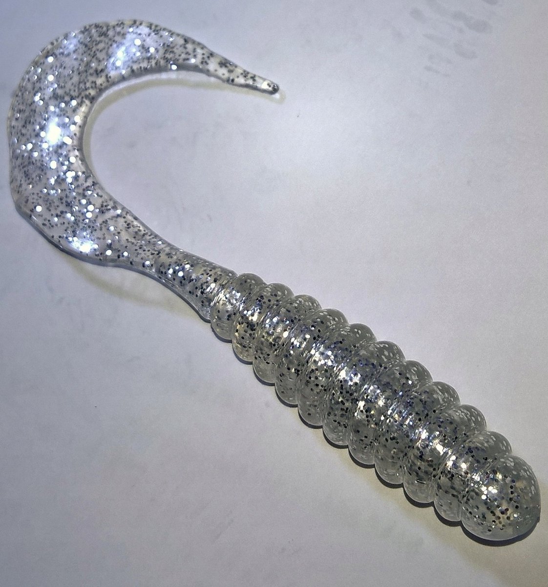 Mann's Twister 7cm Transparant met Zilveren Glitter - Visgerei