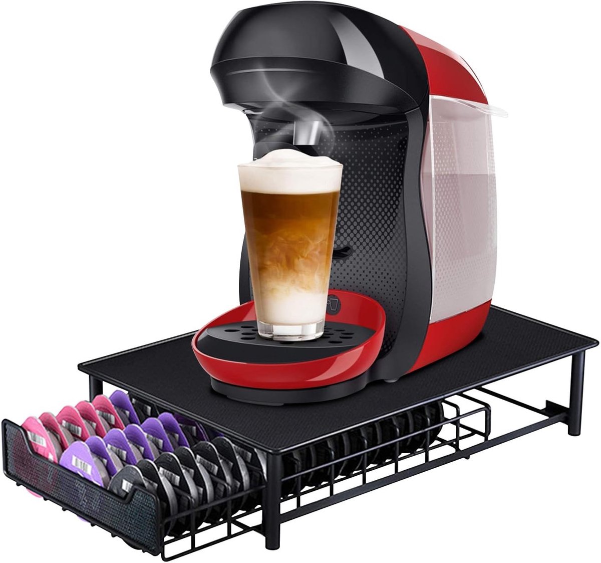Dailygoods- Koffiecapsulehouder met lade - 54 capsules - stapelbare houder - roestvrij staal - antislip - schokbestendig - Koffiecapsuleorganizer