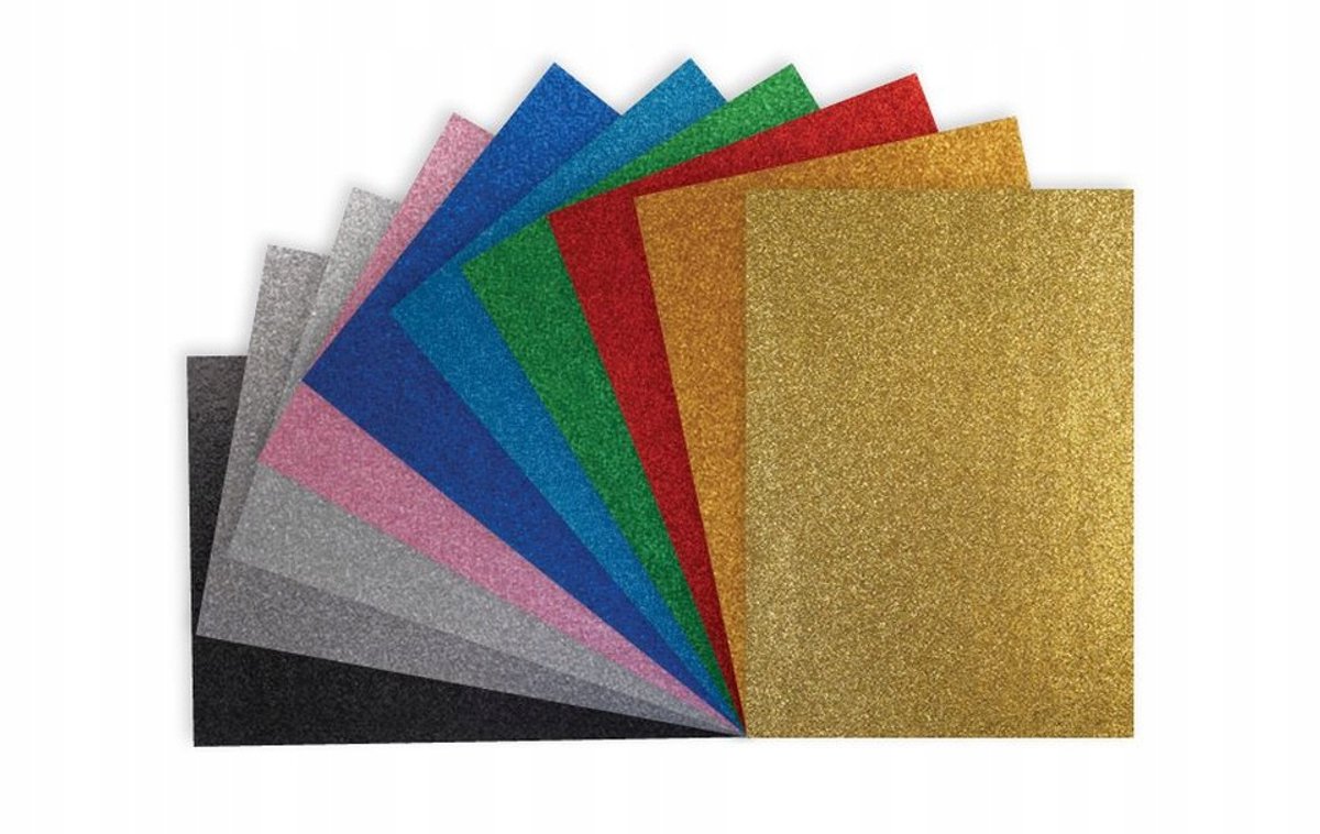 Glitterpapier A3 150g, 10 vakjes, Mix Kleuren, Happy Color