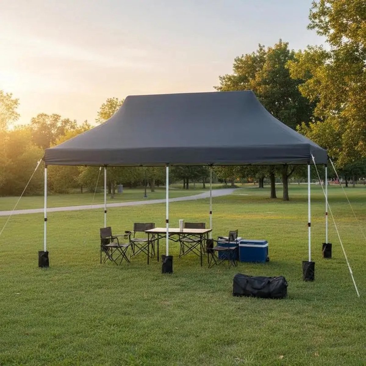 Dailygoods 10 x 20 FT opklapbare partytent, draagbare buitengazebo met draagtas - zwart