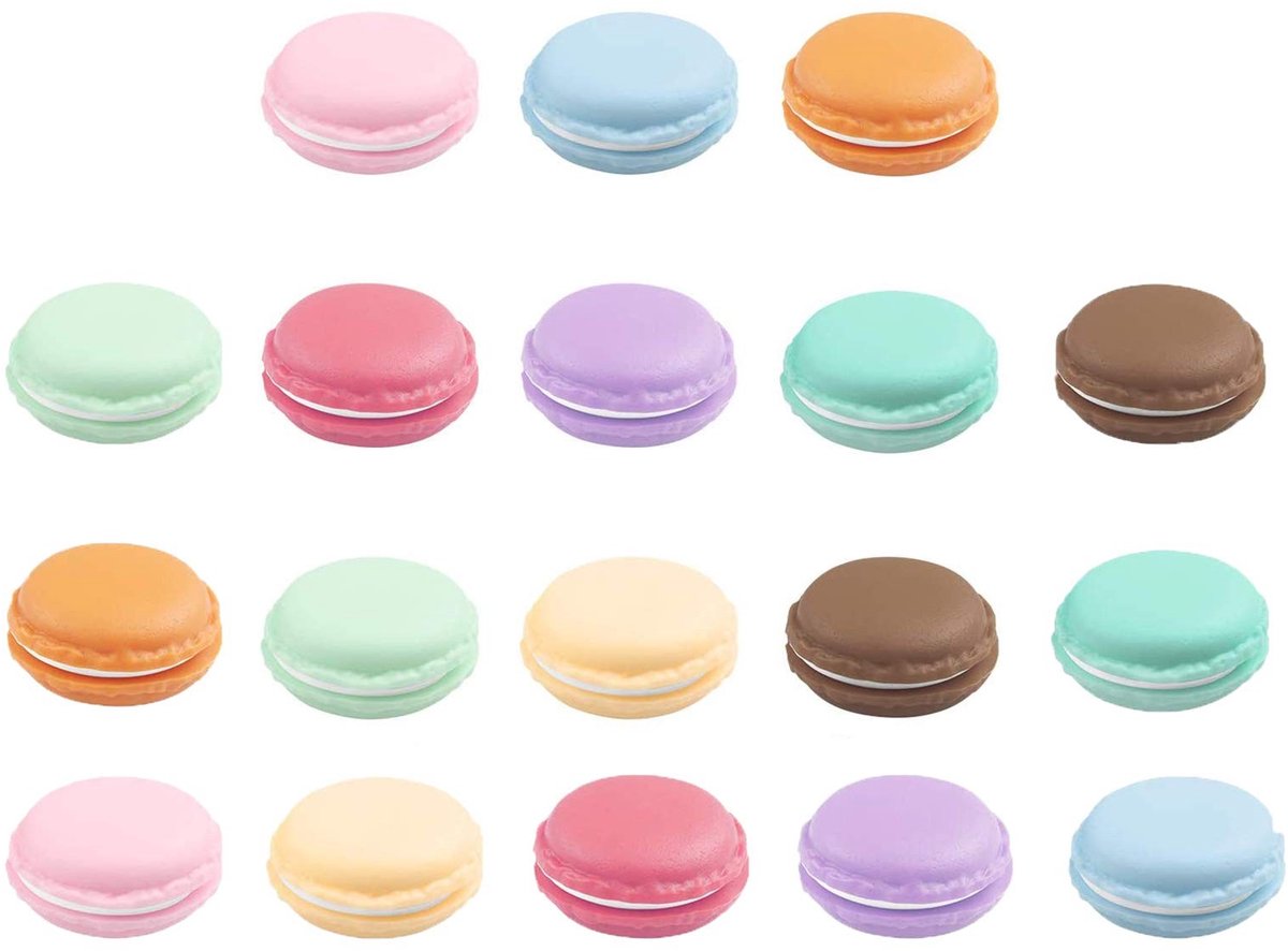 Dailygoods- Opbergdoos 18 Stuks - Mini-Macaron - Sieradendozen - Geschikt Voor Oorbellen/Ringen/Kralen - Hoogwaardig Kunststof - 9 Kleuren - Sieradendoos