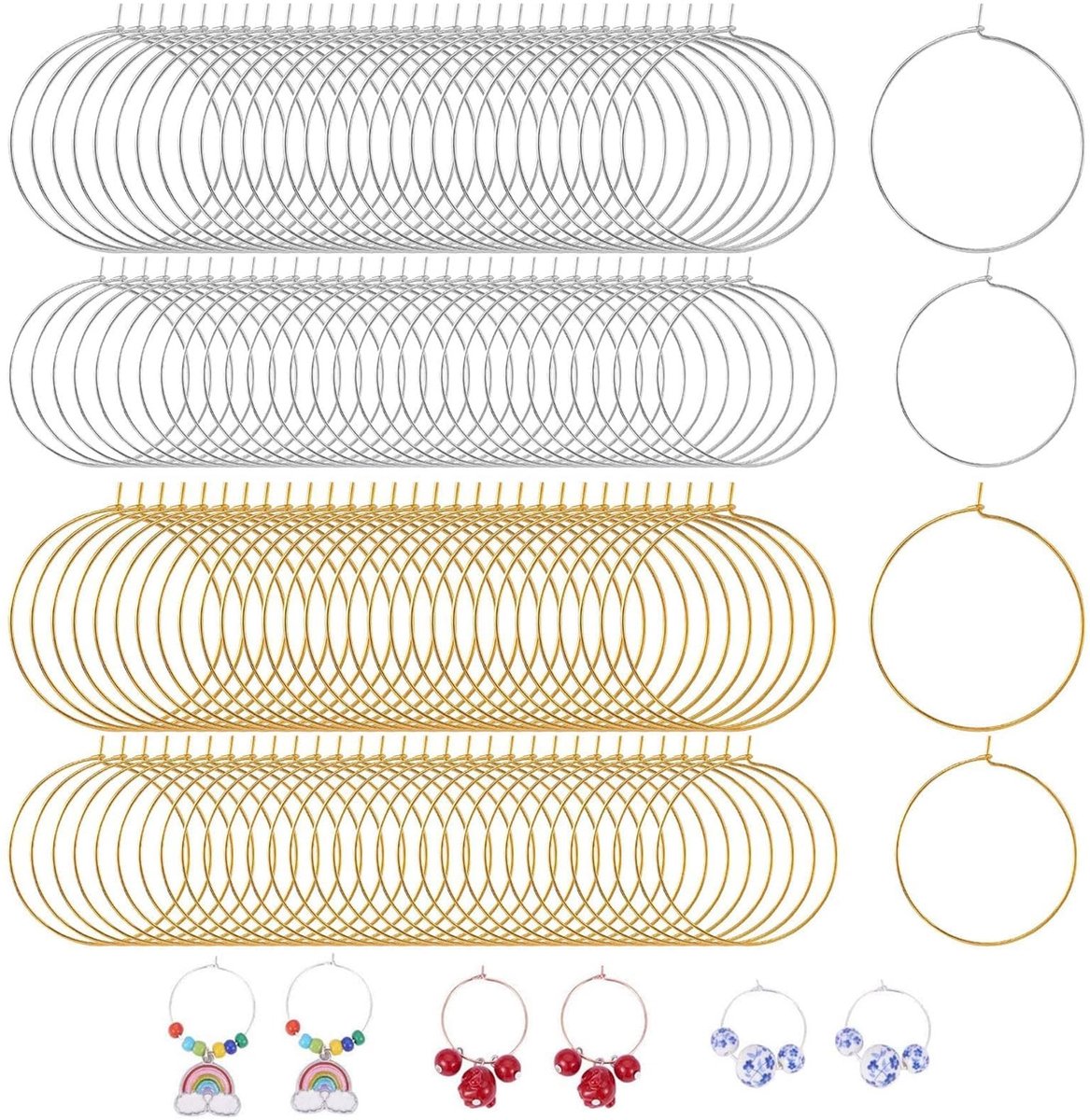 Dailygoods- Glasmarkers 200 Stuks - Wijnglasmarkeerder - Oorbellen/Hangers - Coating Glas - Knutselaccessoires - Duurzaam Hoogwaardig Ijzer - Wijnglasmarkers