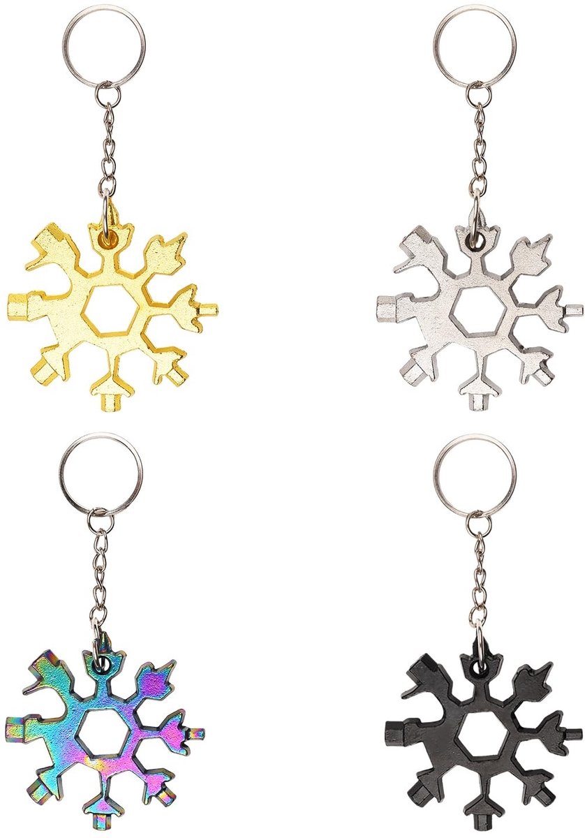 Dailygoods- Multi Tool Draagbaar - Sneeuwvlok Sleutelhanger - Roestvrij Staal - Schroevendraaier - Flesopener - Compact Ontwerp