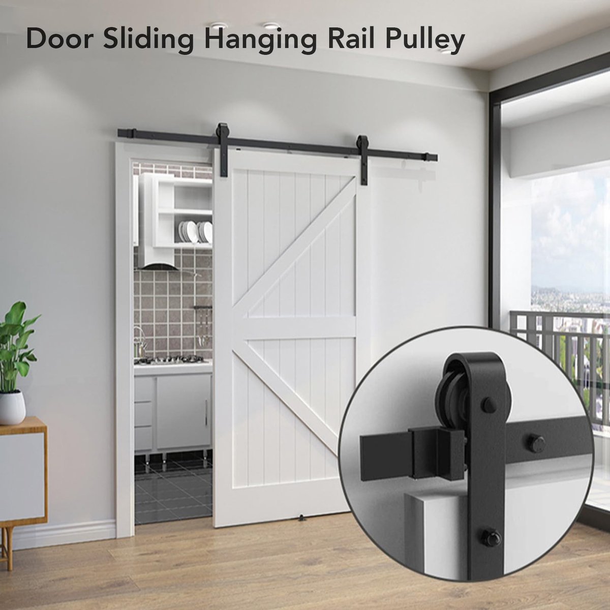Dailygoods- Schuifrollen Kit - Opknoping Rail - Katrol voor Schuurdeur - Wielen voor Slaapkamer/Woonkamer - Hoogwaardige Hardware - Verbeter werkefficiëntie - Deursysteem