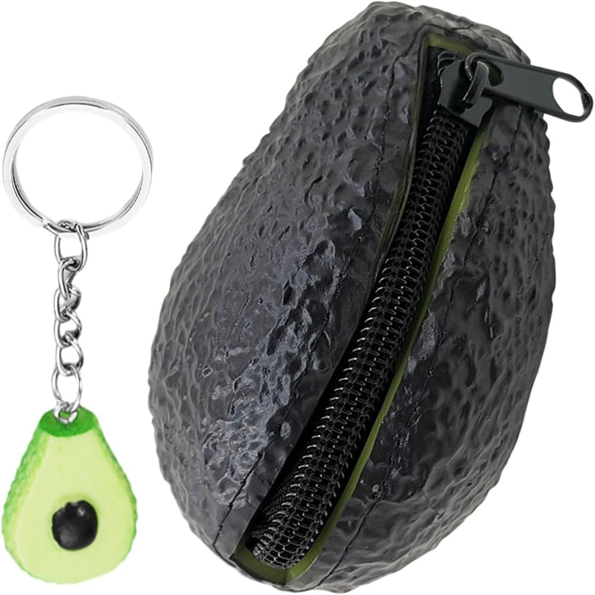 Dailygoods- Avocado Portemonnee - Sleutelhanger - Muntzakje - Ritssluiting - Speels Accessoire - Hoogwaardig Materiaal