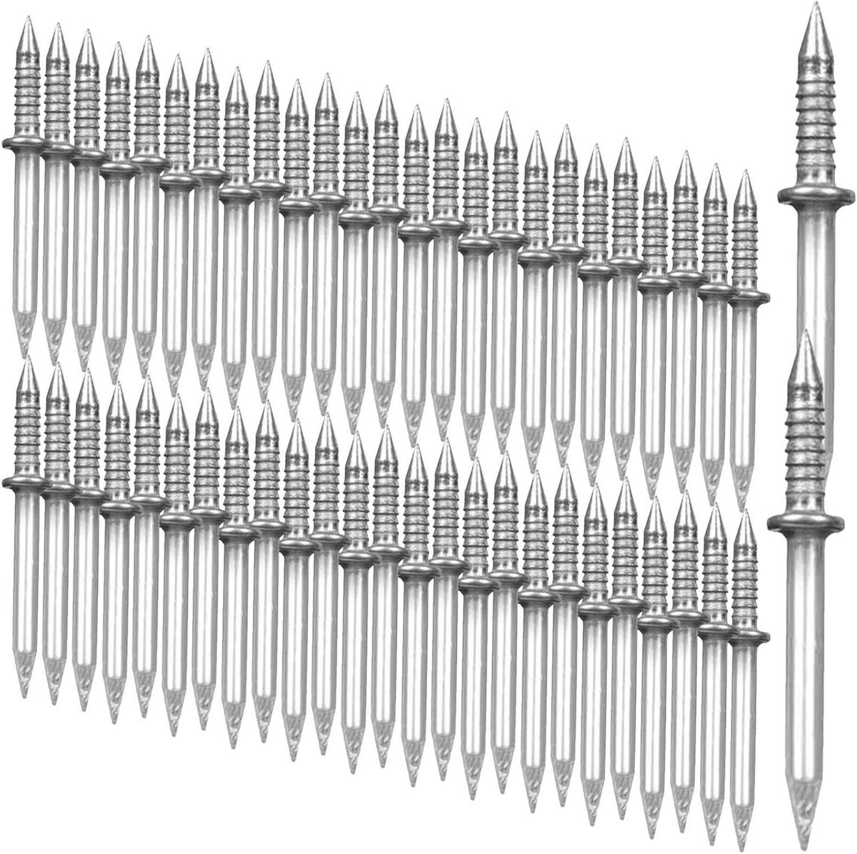 Dubbele Kop Nagels - Schroefbouten Set - Plinten Bevestigen - Roestbestendig Koolstofstaal - Diverse Maten - Zilverkleurig
