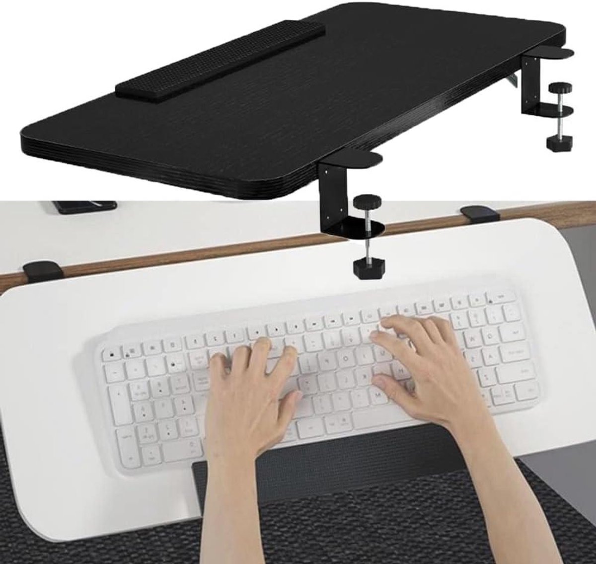 Opvouwbare lade - Bureau-uitbreiding - Werkruimte creëren - Verstelbare hoogte - 65 x 24 cm - Zwart