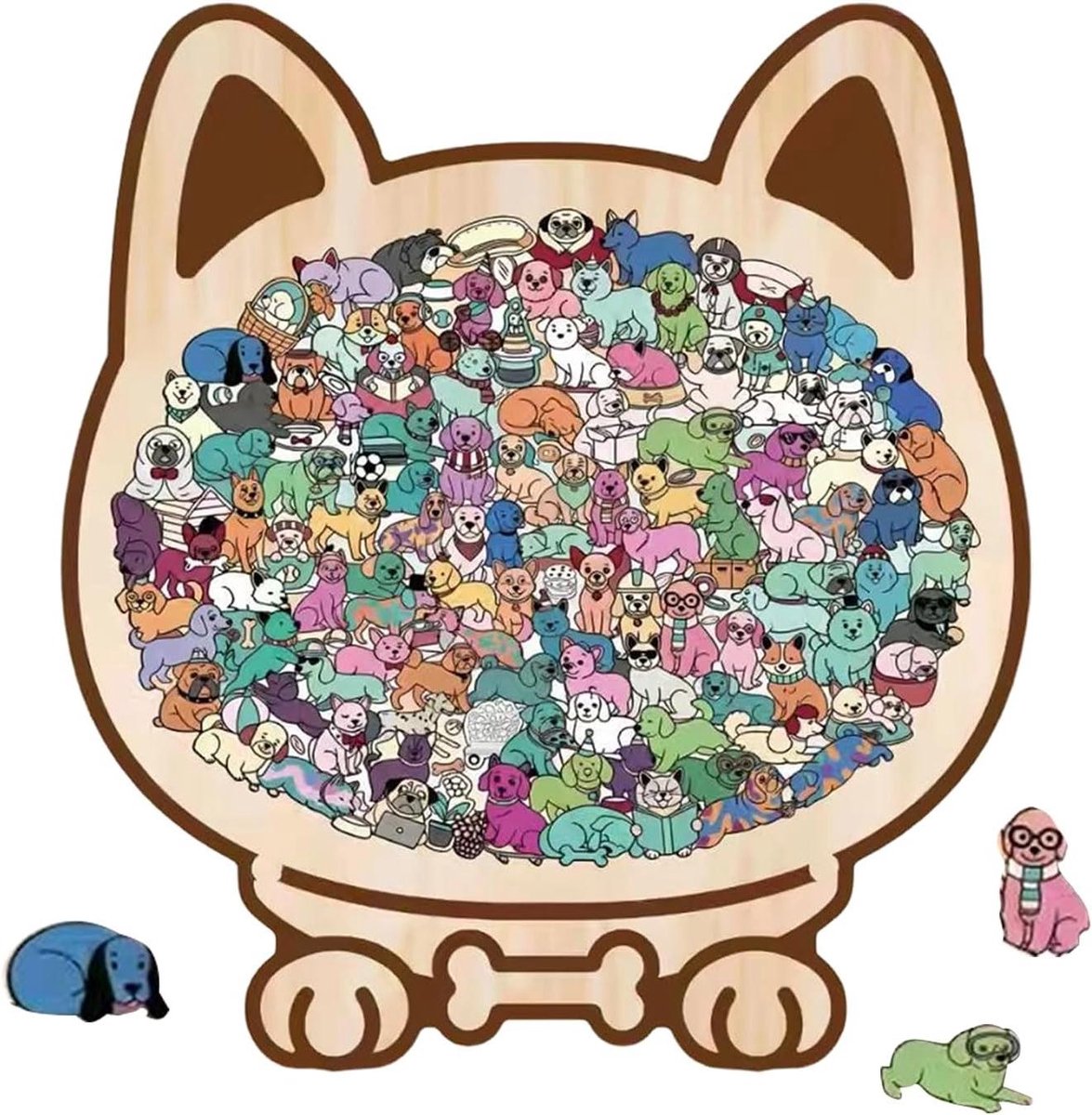 Houten Puzzel - Legpuzzel Set - Ontspannen Thuis - Morandi Kleuren - 115 Delen - Macaron