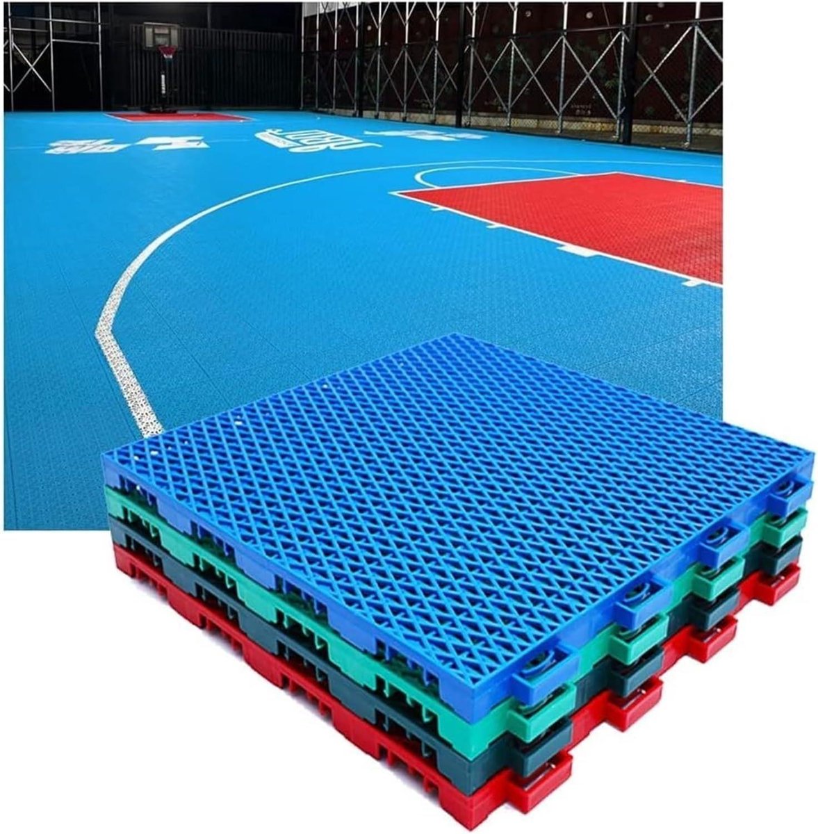 Modulaire vloertegels - In elkaar grijpende tegels - Sportveld aanleggen - Weerbestendig ontwerp - 306 cm - Rood