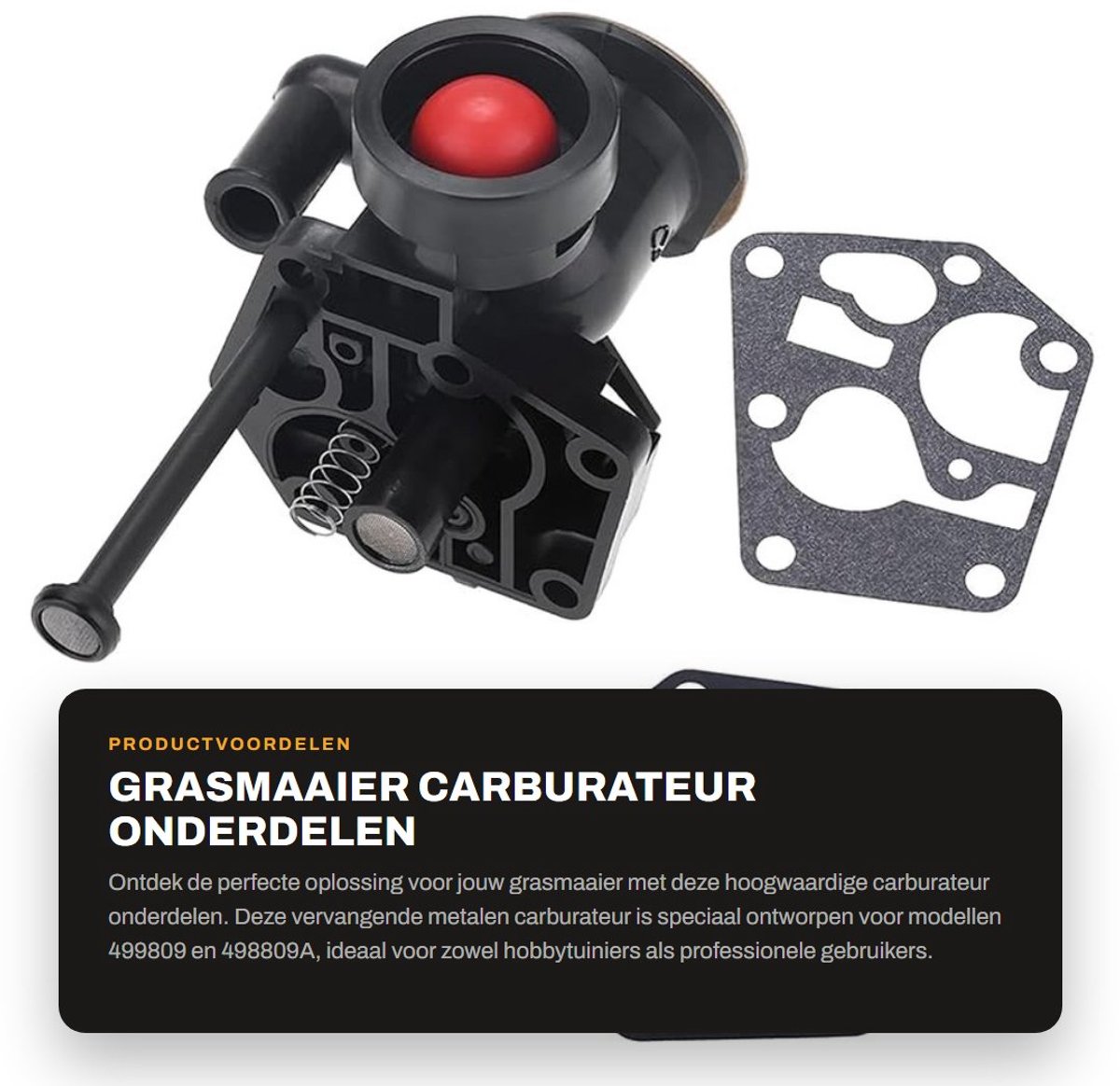 Dailygoods- Carburateur Vervangend - Grasmaaier - Hoogwaardige Aftermarket - Duurzaam - 11x8.3x7cm - Inclusief Hardware - Vergaser