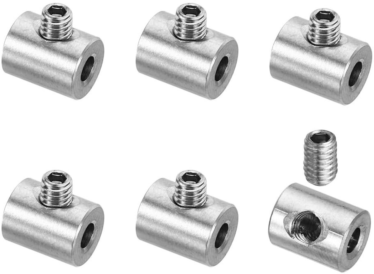 Dailygoods- Kabelklemmenset 6-delig - Roestvrij Staal 304 - Kabelklemclip met Gatvergrendeling - Schroefdraad M4 - Duurzaam en Slijtvast - Inclusief Schroeven en Sleutels - Kabelklem