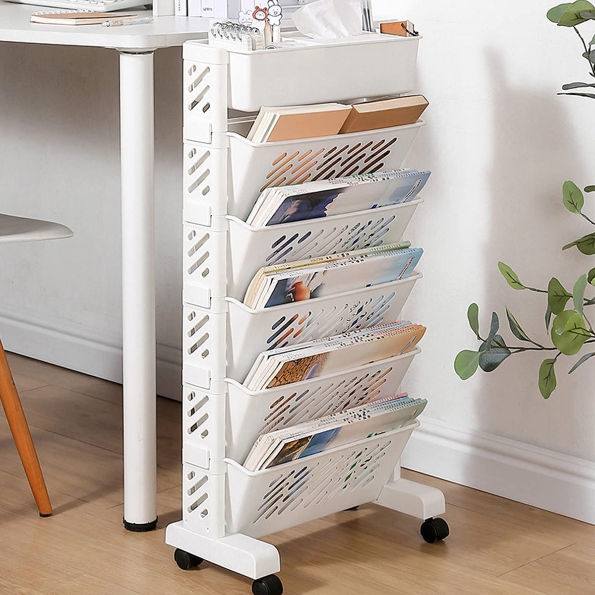Dailygoods- Boekenplank Multilayer Capaciteit - Rolbare Boekenplank - Verstelbare Opbergplank - Praktische Organizer - Duurzaam Plastic - Compacte Afmetingen - Boekenrek