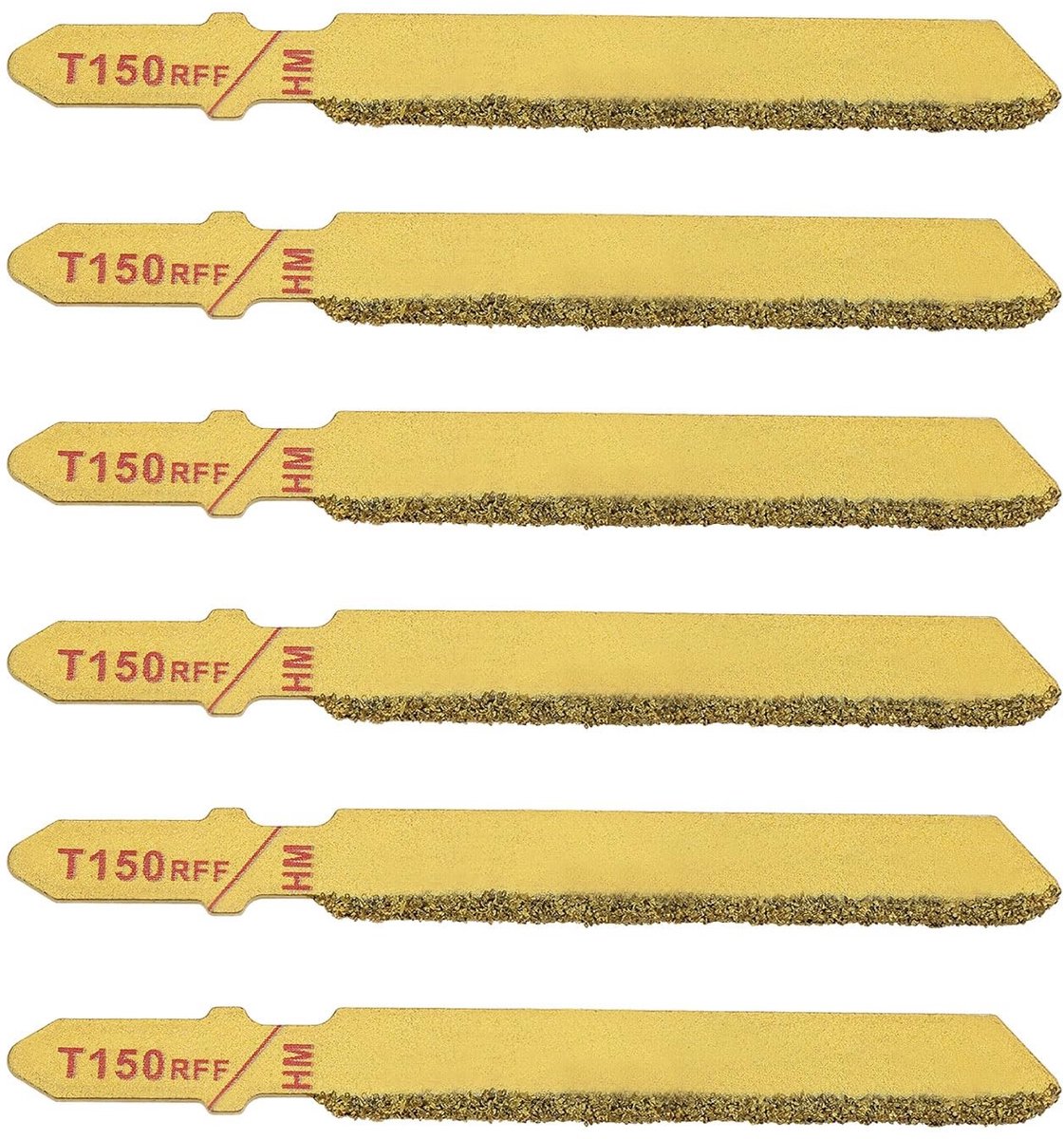 Dailygoods - T150RFF Zaagbladen - 6 Stuks - T-Schacht - Voor Natuursteen - Hoogwaardige Carbide Snijtool - Geschikt voor Precisie Snijden - 76mm Lang