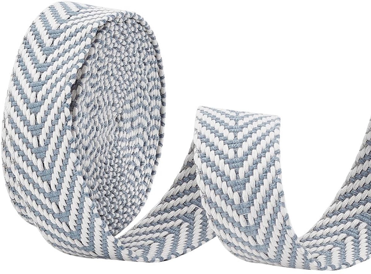 Dailygoods- Jacquardlint 38mm breed - Lichtblauw met pijlpatroon - 5 Yards/4.57m - Duurzaam polykatoen - Perfect voor ambachten - Webbing
